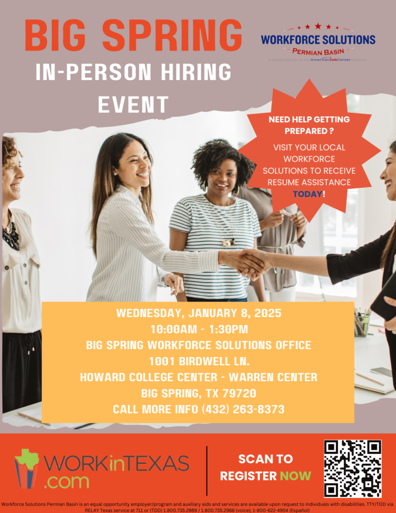 High Spring Staffing Big Spring Hiring Fair - Permian Basin Workforce Development Board